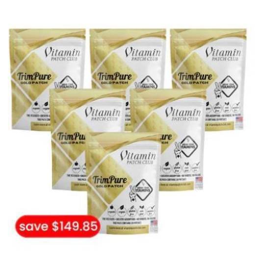 Visual guide on the final section of TrimPure Gold Patch page highlighting limited stock and urgency